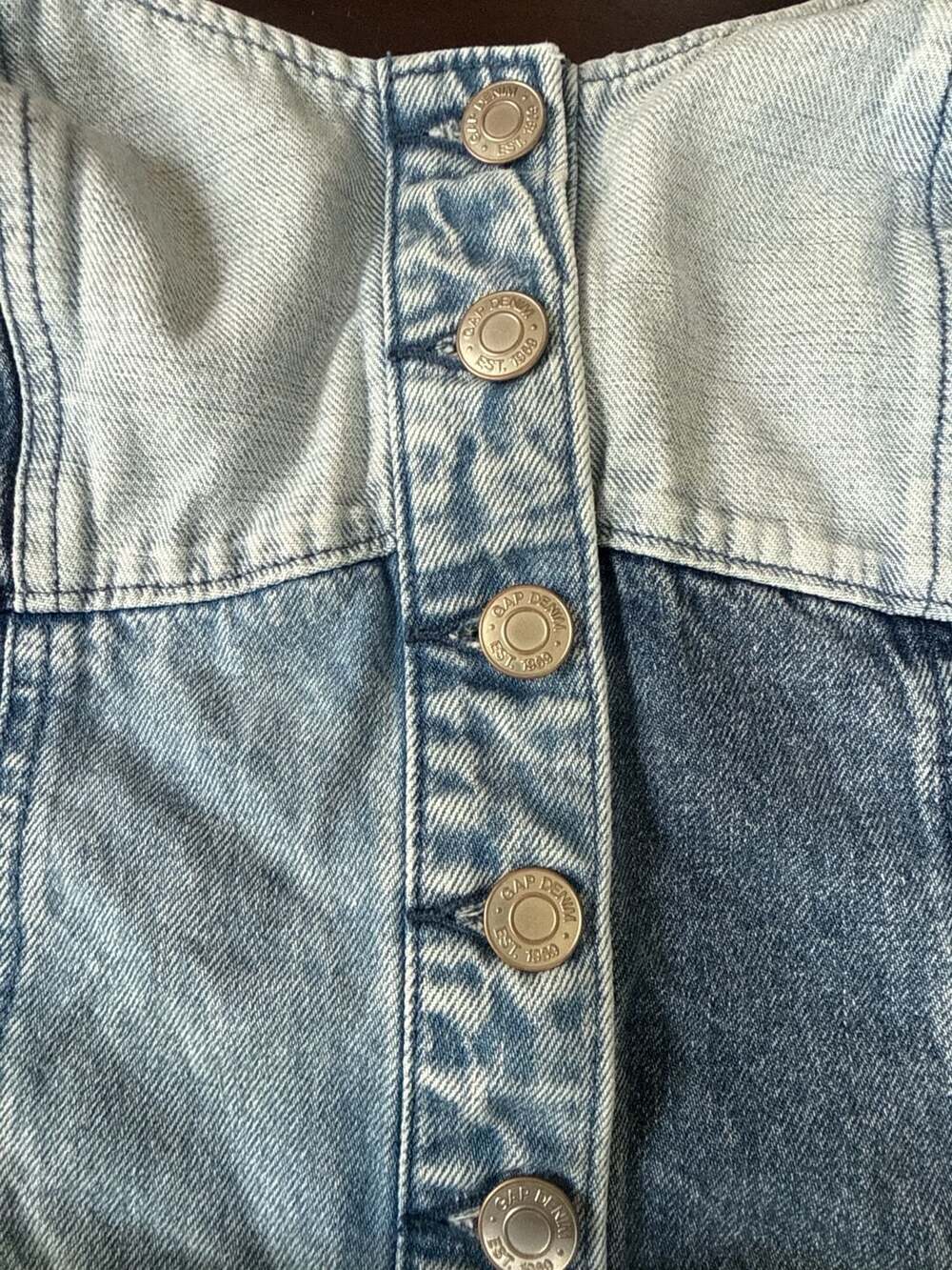 Gap Patchwork Denim Bustier Corset Top Button Fro… - image 11